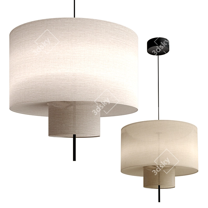 Contemporary Margin Pendant Lamp Beige 3D model image 1
