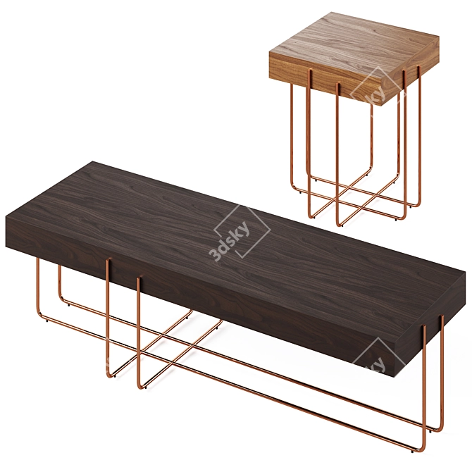 Sleek Cruz Coffee Table Set 3D model image 3