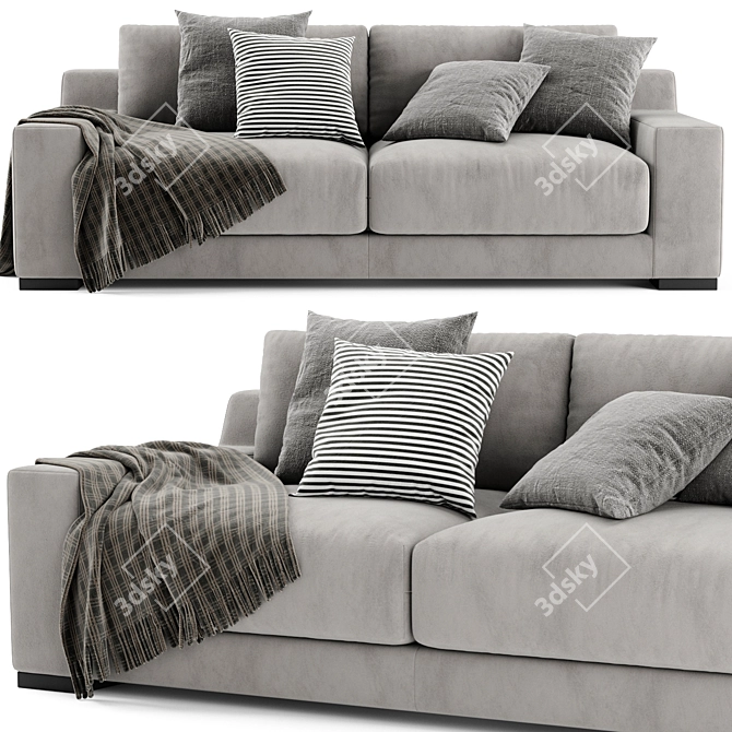 Modern West Elm Dalton Sofa 3D model image 2