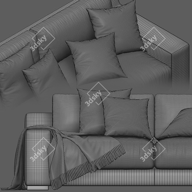 Modern West Elm Dalton Sofa 3D model image 4
