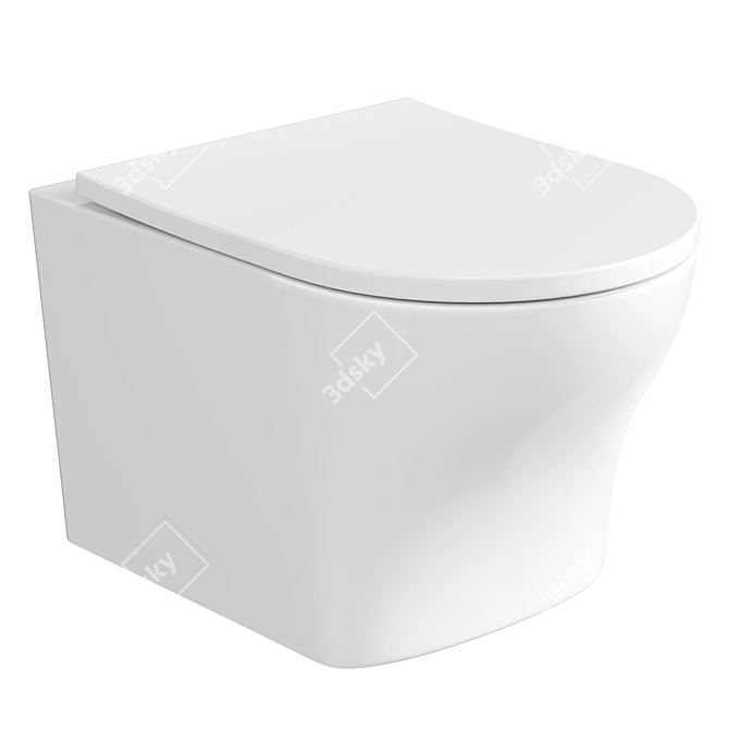  Glossy White Hanging Toilet 3D model image 1