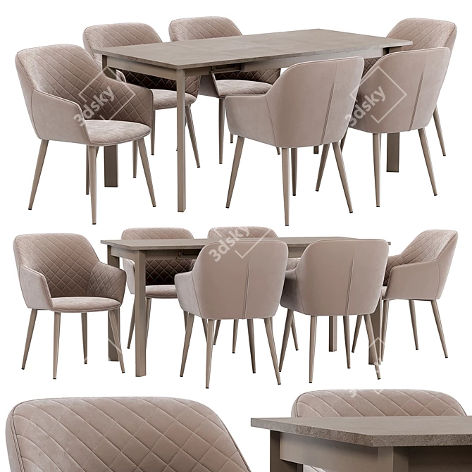 Modern Dining Set: Chair & Table 3D model image 1
