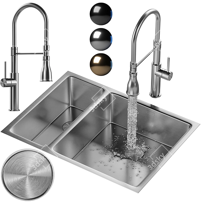 High-Quality Sink & Faucet Model 3D model image 1