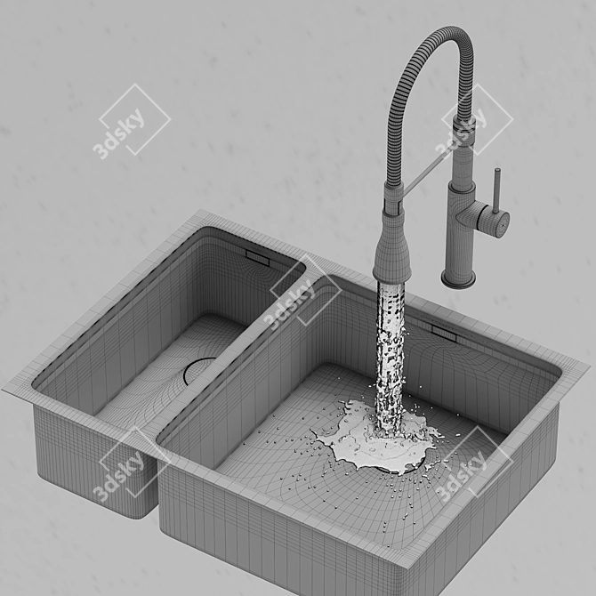 High-Quality Sink & Faucet Model 3D model image 5