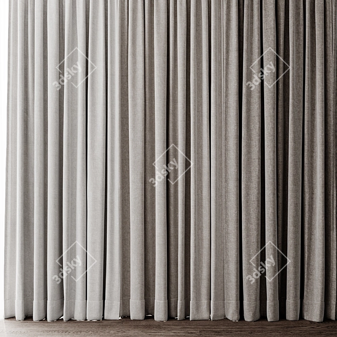  Elegant Lace Trimmed Window Curtains 3D model image 4