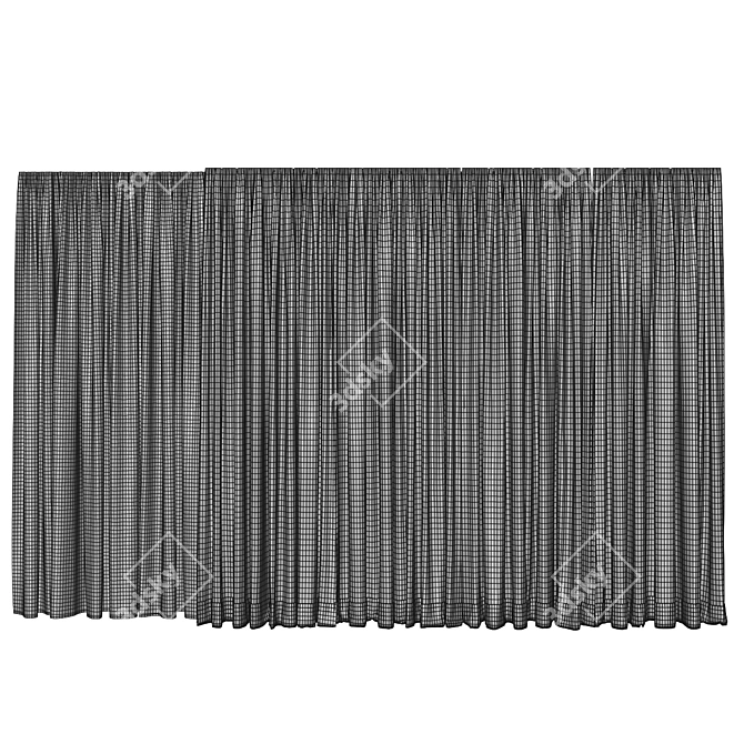  Elegant Lace Trimmed Window Curtains 3D model image 5