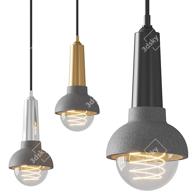 Modern Curved Glass Pendant Lights 3D model image 1