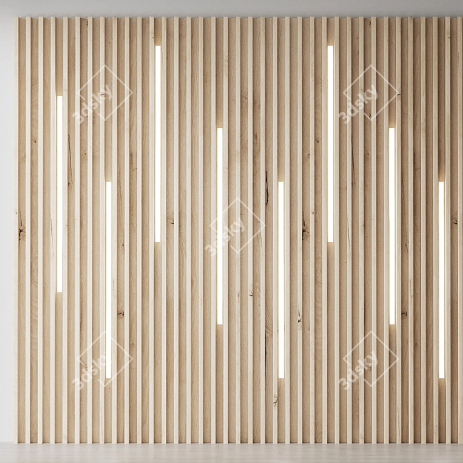 Decorative Wooden Panel Wall 3D model image 1