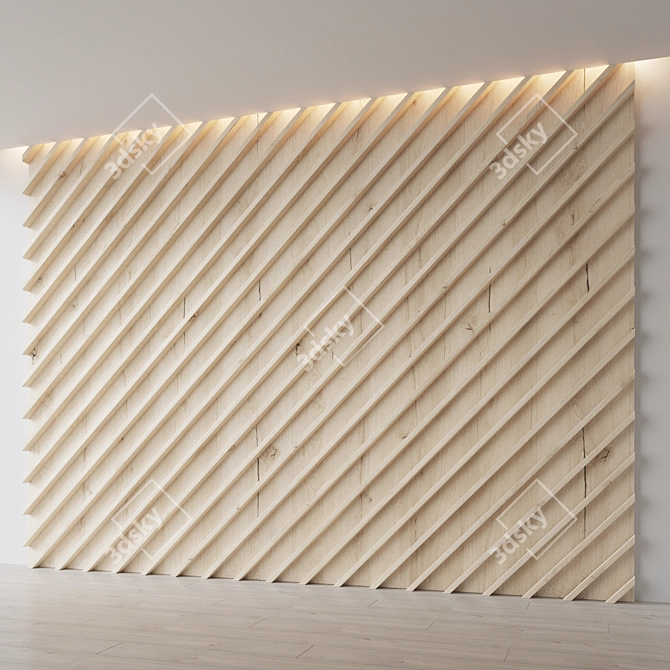 Decorative Wooden Wall Panel 3D model image 2