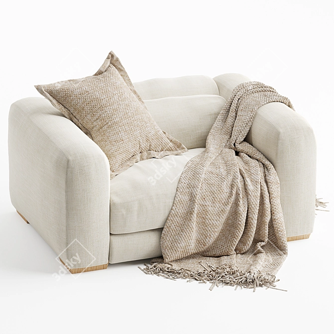 Natural One Seater Corner Sofa 3D model image 1
