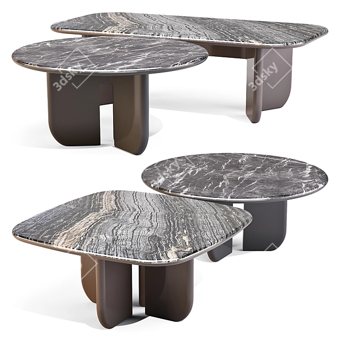 Sculptural Italo Dining Tables Set 3D model image 1