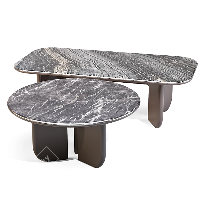 Sculptural Italo Dining Tables Set 3D model image 2