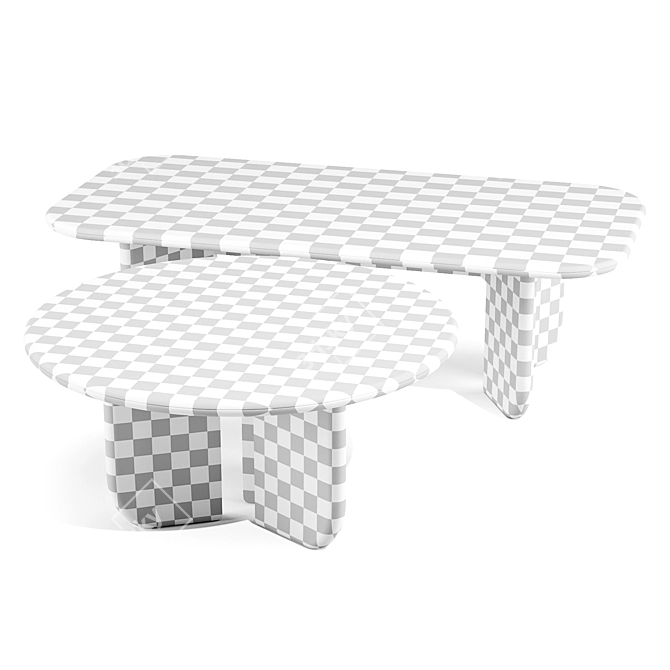 Sculptural Italo Dining Tables Set 3D model image 3