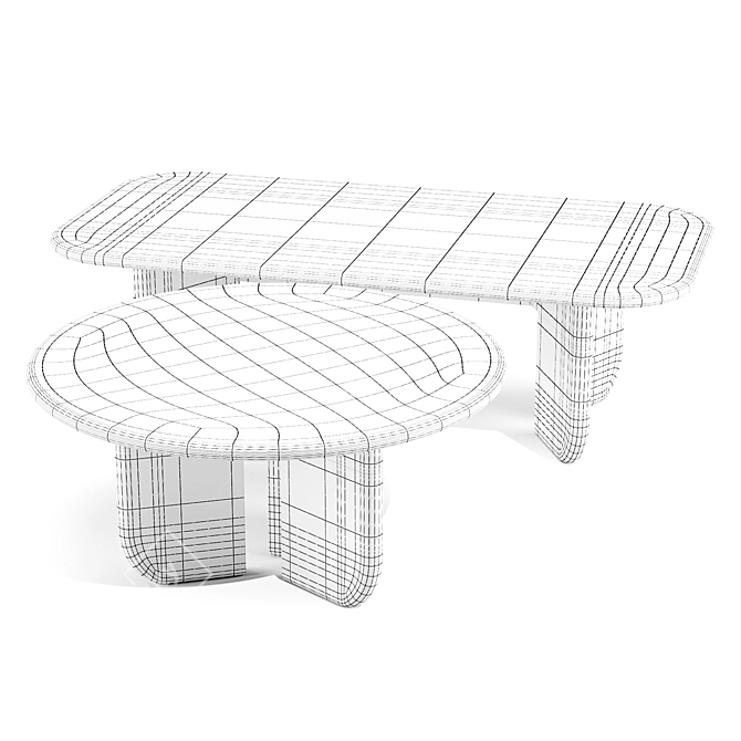 Sculptural Italo Dining Tables Set 3D model image 4