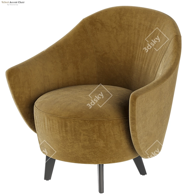 Luxurious Velvet Swoop Arm Chair 3D model image 3