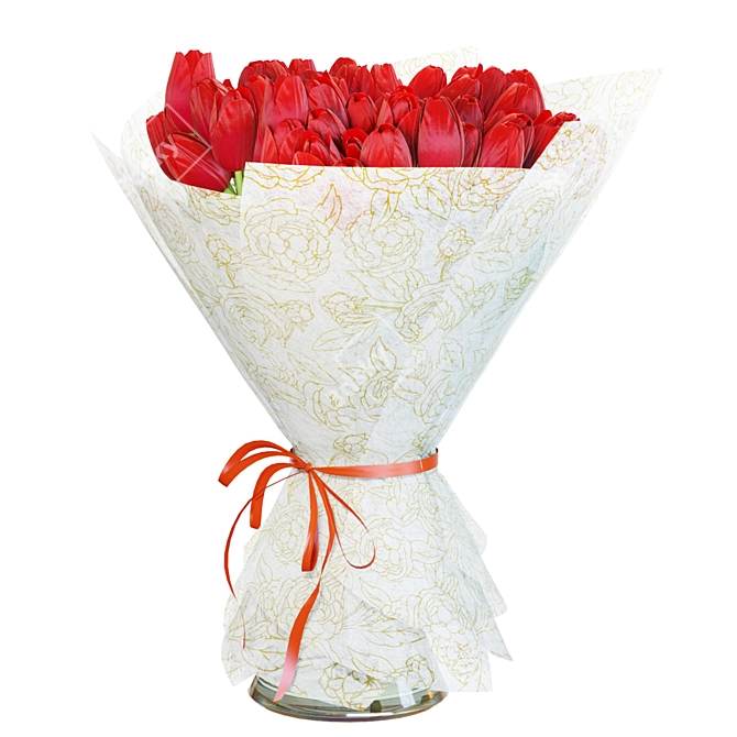 Red Tulips Bouquet 3D Model 3D model image 3