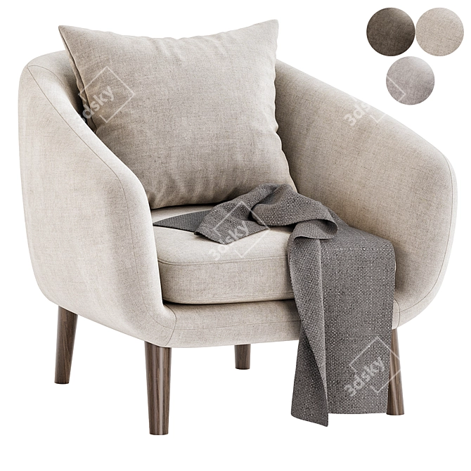 Contemporary Hanna Armchair Collection 3D model image 1