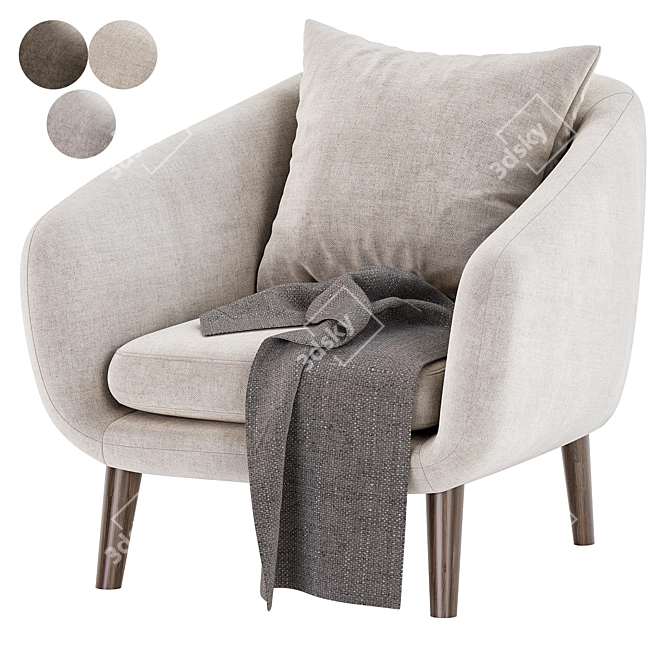 Contemporary Hanna Armchair Collection 3D model image 4