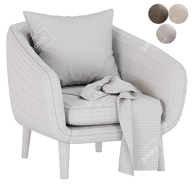 Contemporary Hanna Armchair Collection 3D model image 6