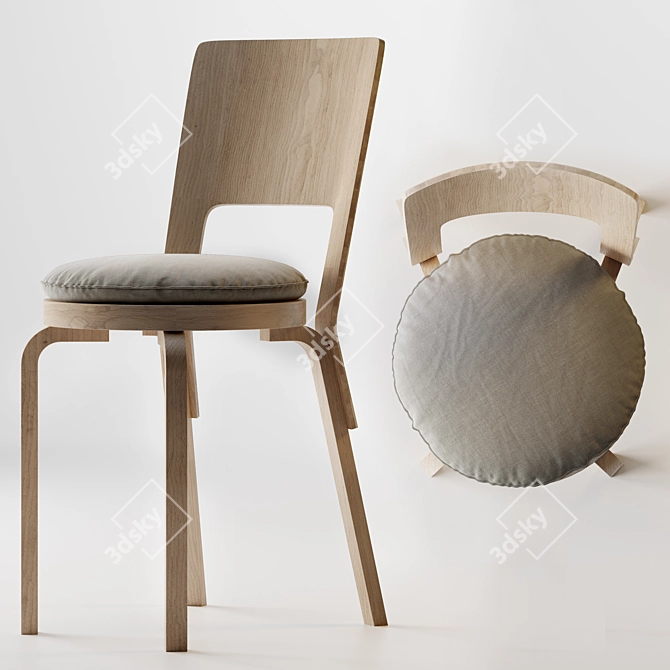 Aalto High Backrest Dining Chair 3D model image 1