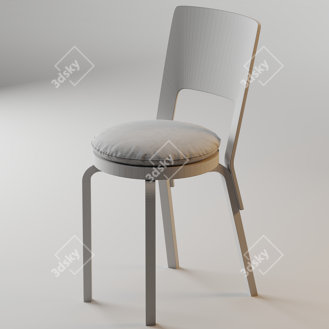 Aalto High Backrest Dining Chair 3D model image 3