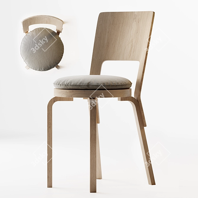 Aalto High Backrest Dining Chair 3D model image 7