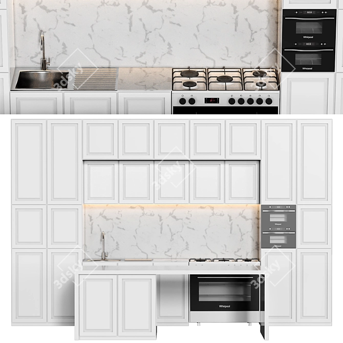 Sleek Modern Kitchen Design Entity 3D model image 1