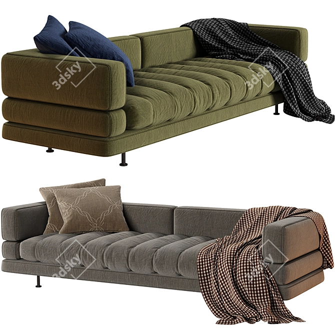 Luxury Modern 3-Seater Sofa 3D model image 2