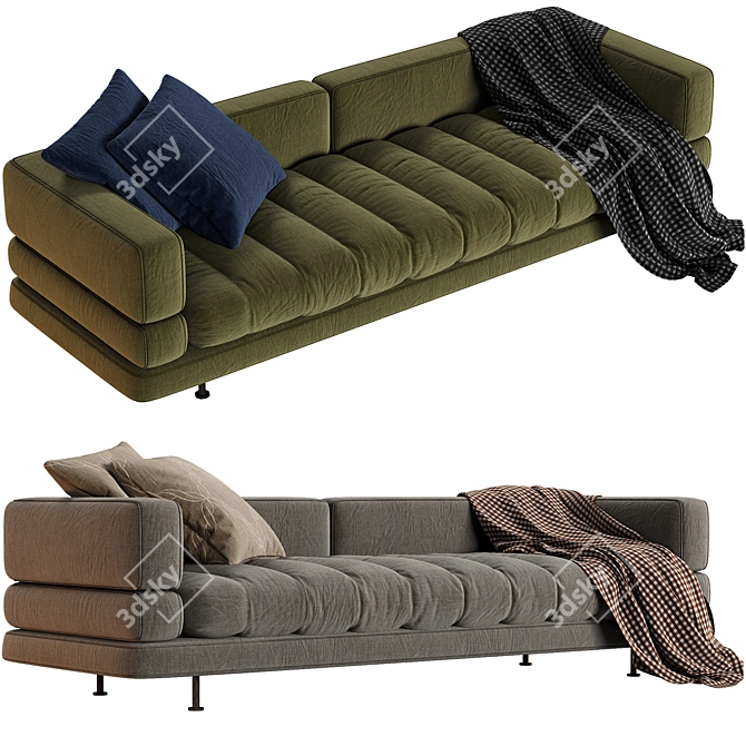 Luxury Modern 3-Seater Sofa 3D model image 3