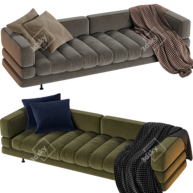 Luxury Modern 3-Seater Sofa 3D model image 4