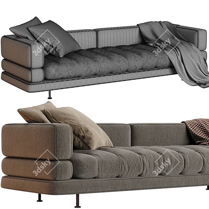 Luxury Modern 3-Seater Sofa 3D model image 5