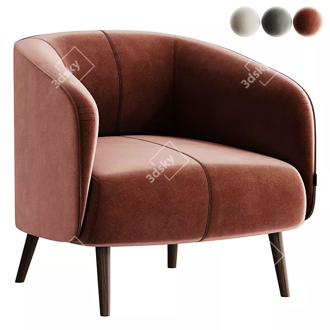 Modern Fabric Armchair: AMALFI. 3D model image 3
