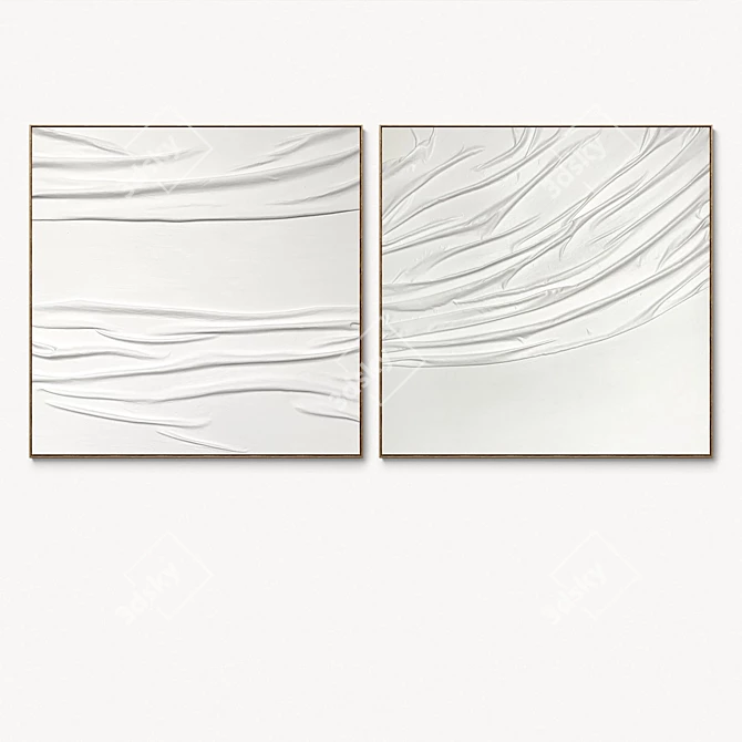 Plaster Square Photo Frames Set 3D model image 3
