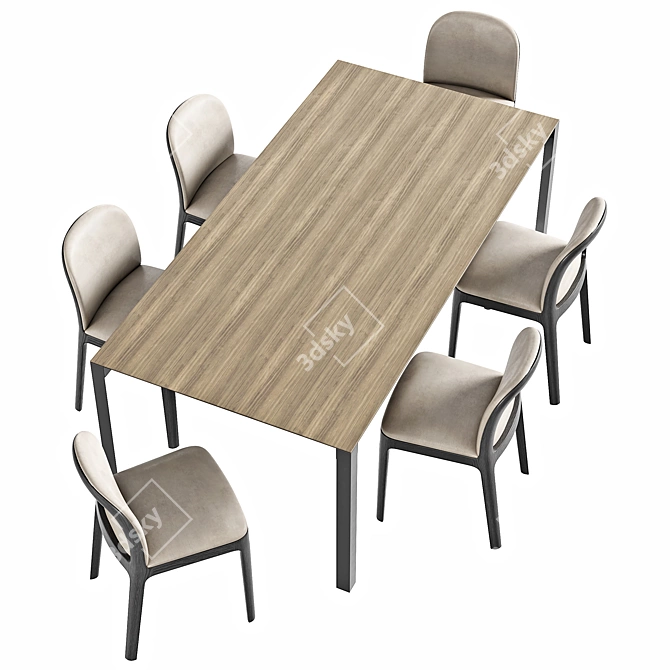 Contemporary Tea Table and Chairs 3D model image 2