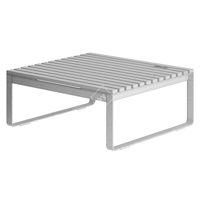 Modern Metal and Wood Footrest 3D model image 5