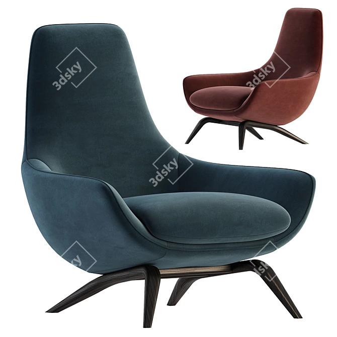 Elegant ERMES Velvet Armchair 3D model image 1
