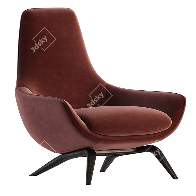 Elegant ERMES Velvet Armchair 3D model image 2