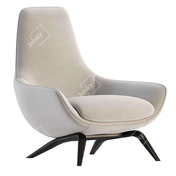 Elegant ERMES Velvet Armchair 3D model image 3