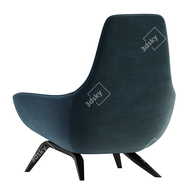 Elegant ERMES Velvet Armchair 3D model image 4