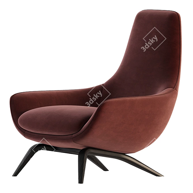 Elegant ERMES Velvet Armchair 3D model image 5