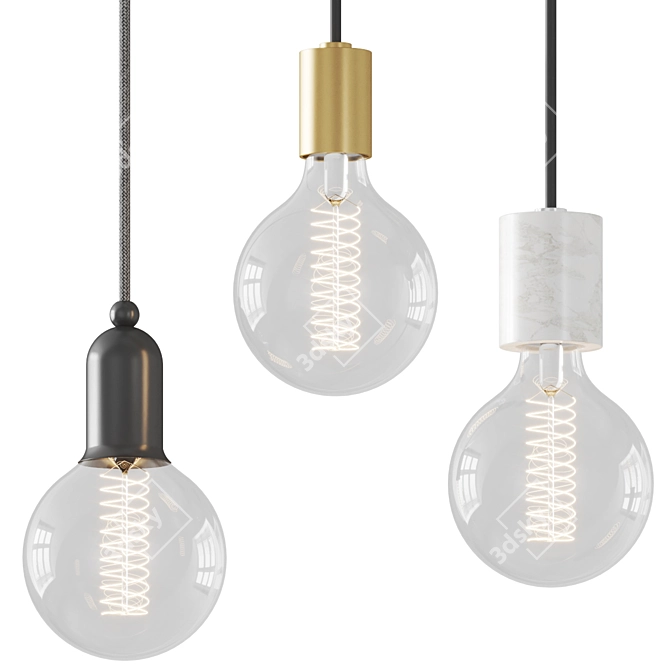 Stylish Pendant Trio Collection 3D model image 1