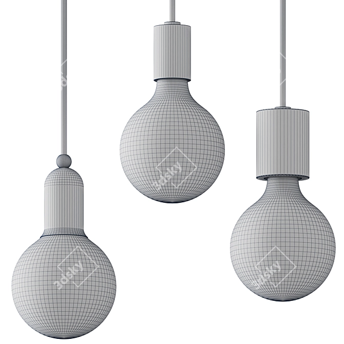 Stylish Pendant Trio Collection 3D model image 2