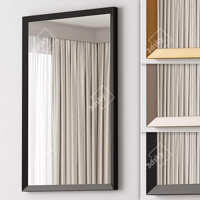  Thick Frame Metal Rectangle Wall Mirrors 3D model image 1