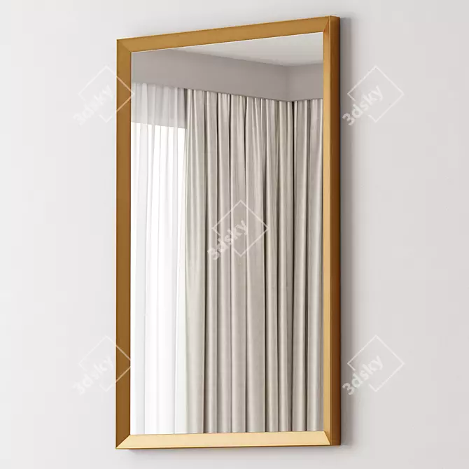  Thick Frame Metal Rectangle Wall Mirrors 3D model image 2