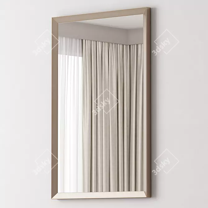  Thick Frame Metal Rectangle Wall Mirrors 3D model image 3