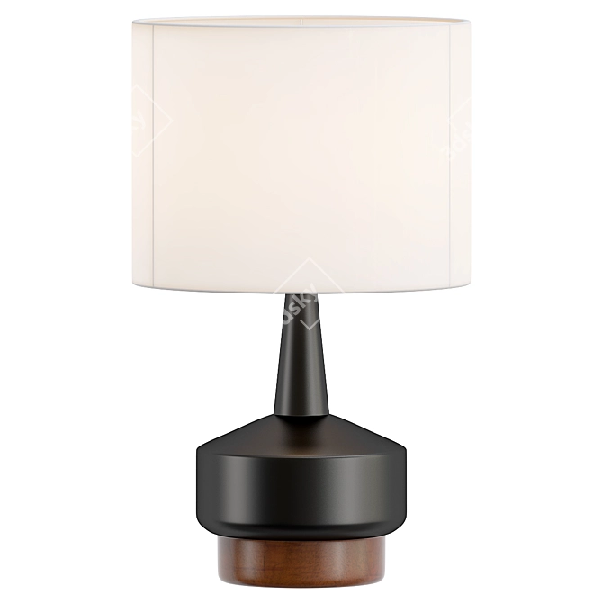 Elegant Wood & Ceramic Lamp 3D model image 1