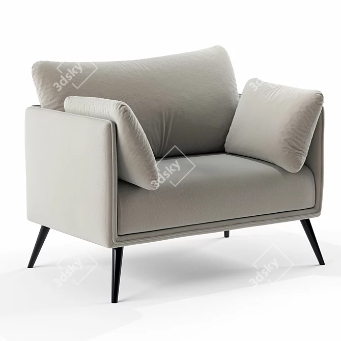 Modern Fabric Armchair Alvites Single 3D model image 1