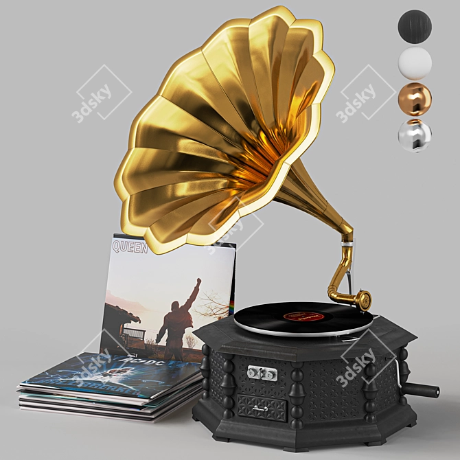 Vintage Phonograph 3D Model 3D model image 1