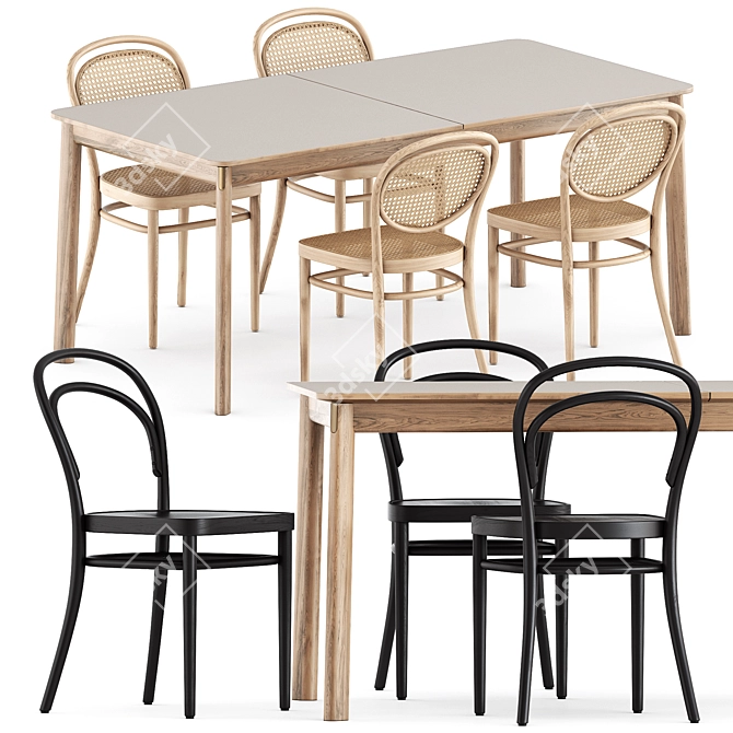 Modern Chair and Table Set 3D model image 1