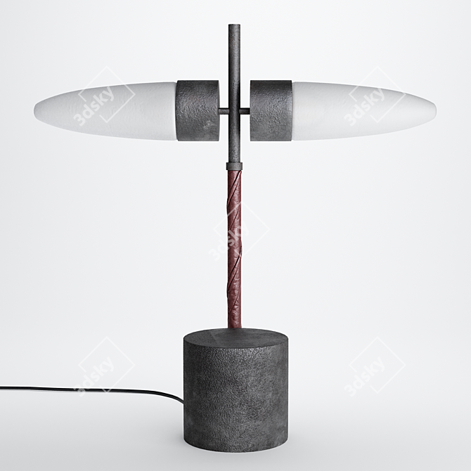 Oxidized Aluminum & Marble Lamp 3D model image 2